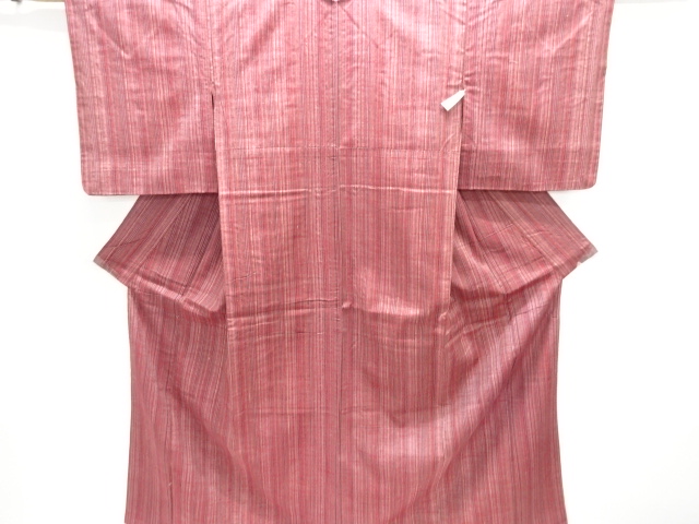 縞織り出し手織り紬着物